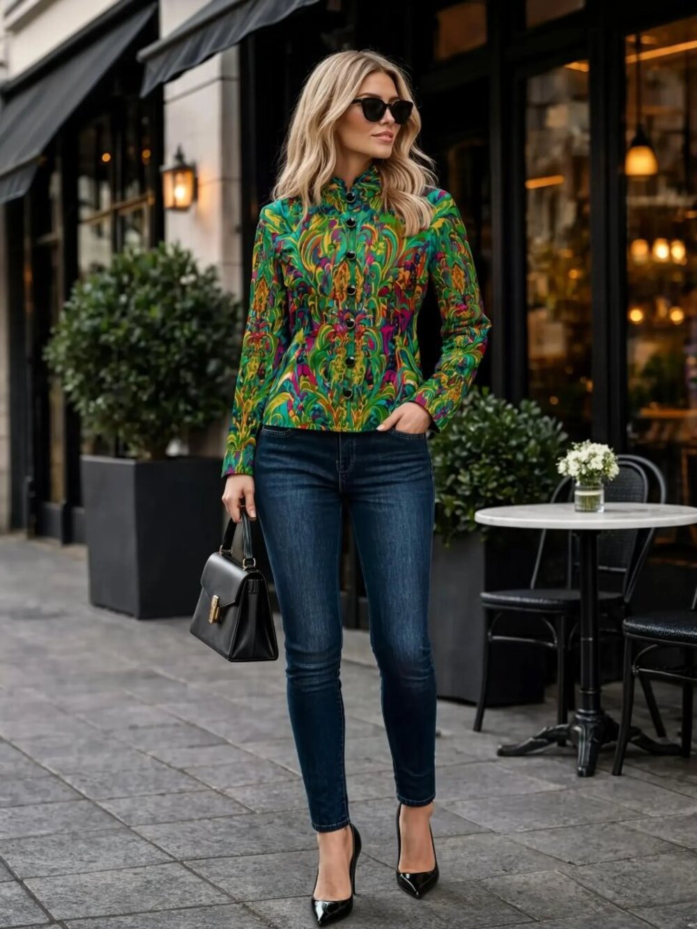 Soft Satin Like Jacket Green Feather Carnavali
